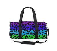 Mnsruu Bolsa deportiva de gimnasio con correa para el hombro para mujeres y hombres, estampado de leopardo, arcoíris, bolsa de lona colorida para viajes, entrenamiento, bolsa de entrenamiento con