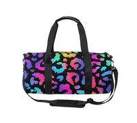 Mnsruu Bolsa deportiva de gimnasio con correa para el hombro para mujeres y hombres, estampado de leopardo arcoíris, guepardo, bolsa de lona colorida, bolsa de viaje para entrenamiento, bolsa de