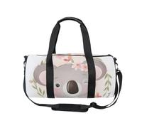 Mnsruu Bolsa deportiva de gimnasio con correa para el hombro para mujeres y hombres, lindo oso koala con bolsa de lona floral, bolsa de entrenamiento de viaje con compartimento para zapatos para pasar