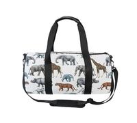 Mnsruu Bolsa deportiva de gimnasio con correa para el hombro para mujeres y hombres, lindo safari, animales, mono, tigre, jirafa, bolsa de lona para viajes, entrenamiento, bolsa de entrenamiento con