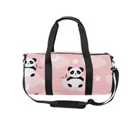 Mnsruu Bolsa deportiva de gimnasio con correa para el hombro para mujeres y hombres, lindos pandas, estrellas blancas, lunas, rosa, bolsa de lona para viajes, entrenamiento, bolsa de entrenamiento con
