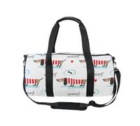 Mnsruu Bolsa deportiva de gimnasio con correa para el hombro para mujeres y hombres, lindos perros salchicha con bolsa de lona de hueso, bolsa de entrenamiento de viaje con compartimento para zapatos