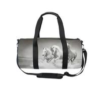 Mnsruu Bolsa deportiva de gimnasio con correa para el hombro para mujeres y hombres, manada de caballos blancos corriendo por el agua, bolsa de viaje para entrenamiento, bolsa de entrenamiento con