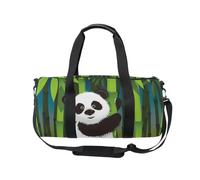 Mnsruu Bolsa deportiva de gimnasio con correa para el hombro para mujeres y hombres, panda curioso en el tallo del bambú_83416273 Bolsa de lona para entrenamiento de viaje con compartimento para