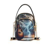 Mnsruu Bolso cruzado de cuero para mujer con diseño de guitarra y nube de trueno