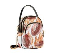 Mnsruu Bolso cruzado de rugby con diseño de fuego rojo para mujer, bolsa de cadena desmontable para teléfono, bolso de hombro