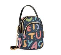 Mnsruu Bolso cruzado inglés dibujado a mano para mujer, bolso de cadena desmontable para teléfono, bolso de hombro, cartera