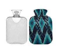 Mnsruu Botella de agua caliente con cubierta suave, bolsa de agua caliente Boho Chevron, gran regalo para mujeres y niños Navidad, 2L