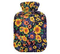 Mnsruu Botella de agua caliente con cubierta suave, bolsa de agua caliente de amapolas, gran regalo para mujeres y niños, Navidad, 2L