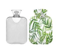 Mnsruu Botella de agua caliente con cubierta suave, bolsa de agua caliente de hojas naturales, gran regalo para mujeres y niños, Navidad, 2L