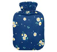 Mnsruu Botella de agua caliente con cubierta suave, bolsa de agua caliente Sweet Daisy - Gran regalo para mujeres y niños Navidad, 2L
