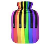 Mnsruu Botella de agua caliente con funda de terciopelo, 1 l transparente para piano de música, para aliviar el dolor de manos, calambres de terapia de frío y calor