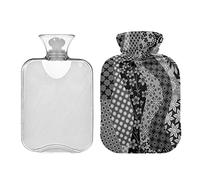 Mnsruu Botella de agua caliente con patrón de retazos con cubierta, bolsa de agua caliente de 2L, gran regalo para mujeres y niños Navidad