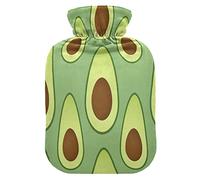 Mnsruu Botella de agua caliente de fruta de aguacate verde con cubierta de terciopelo, bolsa de agua caliente transparente de 2 l para calentador de manos, alivio del dolor, calambres de terapia de frío caliente