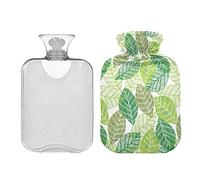 Mnsruu Botella de agua caliente de hoja verde colorida con cubierta, bolsa de agua caliente de 2L, gran regalo para mujeres y niños Navidad