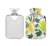 Mnsruu Botella de agua caliente de la selva de dibujos animados con cubierta, bolsa de agua caliente de 2L, gran regalo para mujeres y niños Navidad