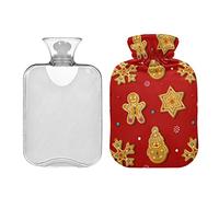 Mnsruu Botella de agua caliente de pan de jengibre con cubierta, bolsa de agua caliente de 2 litros, gran regalo para mujeres y niños Navidad