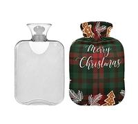 Mnsruu Botella de agua caliente de pan de jengibre de Navidad con cubierta, bolsa de agua caliente de 2 litros, gran regalo para mujeres y niños Navidad