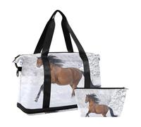 Mnsruu Brown Horse in Snow Sports - Bolsas de lona para deportes de nieve, #04, Talla única, moda