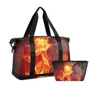 Mnsruu Burning Flame Flower - Bolsas deportivas de lona, #04, Talla única, moda
