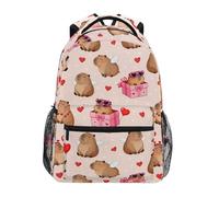 Mnsruu Capybara Hearts - Mochila escolar para niños, mochila escolar para niños y niñas, mochila casual para libros, campus, viajes, deportes
