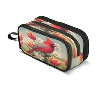 Mnsruu Cardinalbird Daisy Tulip - Estuche para lápices de gran capacidad con 3 compartimentos, organizador de almacenamiento escolar para niños y niñas