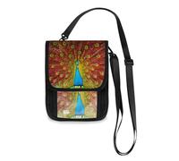 Mnsruu Cartera de viaje con diseño de pintura digital de un hermoso pavo real, para pasaporte, tarjetas de crédito, gadgets, bolsa de viaje, unisex, con correa ajustable, #01, Talla única, moda