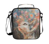 Mnsruu Cats Fantastic Thoughts - Lonchera térmica para niños, con correa de hombro congelable para niños, niñas, escuela, picnic