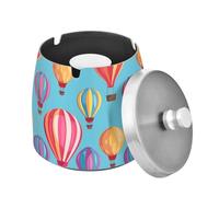 Mnsruu Cenicero de acero inoxidable con diseño de globo aerostático, color azul, a prueba de olores, para jardín, bar, balcón, decoración de oficina en casa