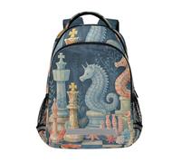 Mnsruu Chess - Mochila escolar de caballito de mar para estudiantes y adolescentes