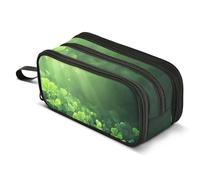 Mnsruu Clover Sunshine - Estuche para lápices con diseño de hojas verdes, gran capacidad, con 3 compartimentos, organizador de almacenamiento escolar para niños y niñas