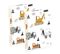 Mnsruu Construction Vehile Cuaderno A5 de espiral para trabajo, escuela, escritura, diario, rayado, 120 páginas, 15 x 21 cm, paquete de 2