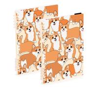 Mnsruu Corgi - Cuaderno de espiral A5 con diseño de perro, para el trabajo, escuela, escritura, diario, rayado, 120 páginas, 15 x 21 cm, paquete de 2