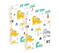 Mnsruu Cuaderno abstracto de dinosaurios tropicales, A5, encuadernado, para el trabajo, la escuela, escritura, diario, rayado, 120 páginas, 15 x 21 cm, paquete de 2