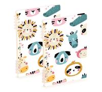 Mnsruu Cuaderno de anillas A5 con diseño de animales tropicales, para el trabajo, la escuela, escritura, diario, rayado, 120 páginas, 15 x 21 cm, paquete de 2