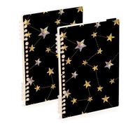 Mnsruu Cuaderno de constelaciones de acuarela A5, cuaderno encuadernado de alambre para trabajo, escuela, escritura, diario, rayado, 120 páginas, 15 x 21 cm, paquete de 2
