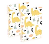 Mnsruu Cuaderno de dibujos animados de dinosaurios A5, encuadernado en espiral, para el trabajo, la escuela, escritura, diario, rayado, 120 páginas, 15 x 21 cm, paquete de 2