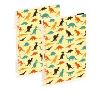 Mnsruu Cuaderno de dibujos animados de dinosaurios de animales, A5, encuadernado, para el trabajo, la escuela, escritura, diario, rayado, 120 páginas, 15 x 21 cm, paquete de 2