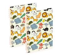 Mnsruu Cuaderno de dibujos animados estilo animal A5, cuaderno encuadernado de alambre para el trabajo, escuela, escritura, diario, rayado, 120 páginas, 15 x 21 cm, paquete de 2