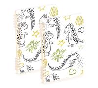 Mnsruu Cuaderno de dibujos de dinosaurios en blanco, A5, encuadernado, para el trabajo, la escuela, escritura, diario, rayado, 120 páginas, 15 x 21 cm, paquete de 2