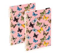 Mnsruu Cuaderno de mariposas de acuarela A5 con espiral para el trabajo, la escuela, escritura, diario, rayado, 120 páginas, 15 x 21 cm, paquete de 2