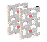 Mnsruu Cuaderno de Navidad blanco de invierno con bonitos osos polares (1) cuaderno A5 de espiral para trabajo, escuela, escritura, diario, forrado, 120 páginas, 15 x 21 cm, paquete de 2