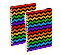 Mnsruu Cuaderno geométrico en zigzag de arco iris A5, cuaderno encuadernado de alambre para trabajo, escuela, escritura, diario, rayado, 120 páginas, 15 x 21 cm, paquete de 2