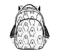 Mnsruu Cute Ghosts Black Line Mochila para niños y niñas, mochila escolar para libros de preescolar, jardín de infantes, primaria, mochila de viaje, A022, Small