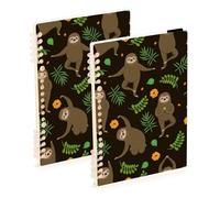 Mnsruu Cute Sloth Do Yoga Cuaderno A5 con espiral para el trabajo, escuela, escritura, diario, rayado, 120 páginas, 15 x 21 cm, paquete de 2