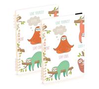 Mnsruu Cute Sloth-enjoy The Moment - Cuaderno de espiral A5 para el trabajo, escuela, escritura, diario, rayado, 120 páginas, 15 x 21 cm, paquete de 2