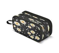 Mnsruu Daisy Point - Estuche para lápices con 3 compartimentos, bolsa de almacenamiento portátil para la escuela, para niñas y niños, Daisy Point, Talla única