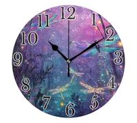 Mnsruu Divertido reloj de pared con diseño de libélulas, bosque, para sala de estar, silencioso, sin tictac, reloj redondo de 25 cm, fácil de leer, decoración para la cocina y el hogar