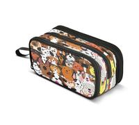 Mnsruu Doodle Dogs - Estuche colorido para lápices con 3 compartimentos, bolsa de almacenamiento portátil para la escuela, para niñas y niños, Doodle Dogs Colorido, Talla única