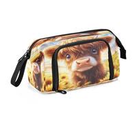 Mnsruu Dragon Fire in The Dark Night - Estuche para lápices de gran capacidad, estuche para lápices, papelería, oficina, organizador para niños y niñas, Girasol de vaca montañosa, Talla única, moda